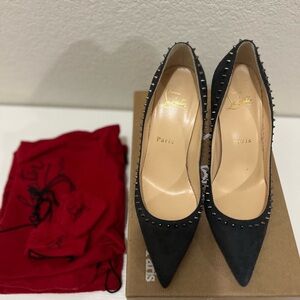 Christian Louboutin Anjalina 85 Veau Velours- Fusion/Gun metal